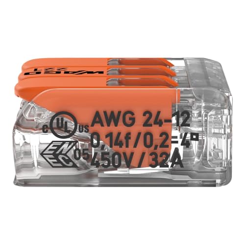 Detalle de Wago 221-413 Splicing Connector 3 Conductors with Lever — 0.14–4 mm², Pack of 50