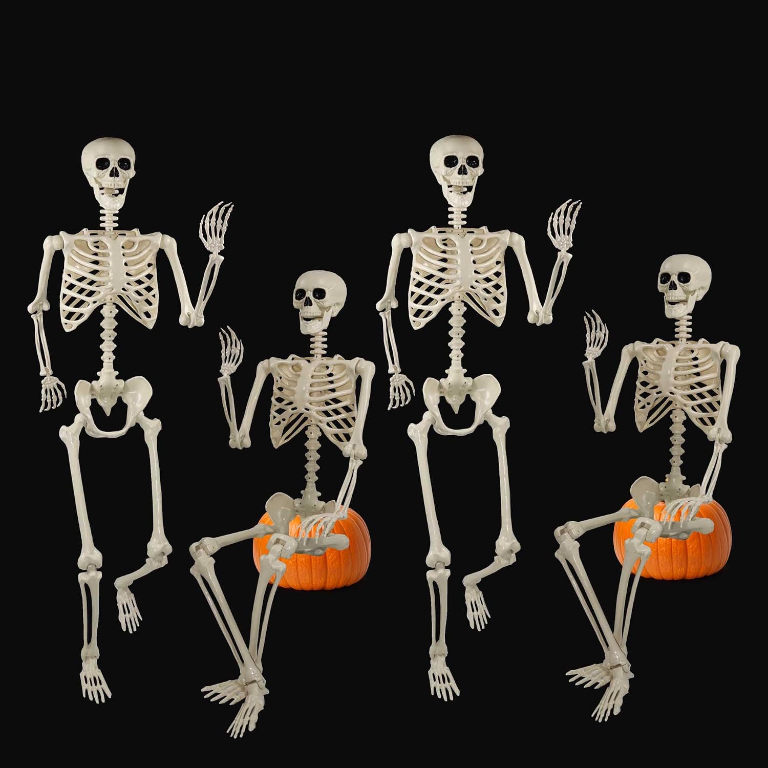 Detalle de Znorso 24” Skeleton 4-Pack, Posable Halloween Decorations with Movable Joints