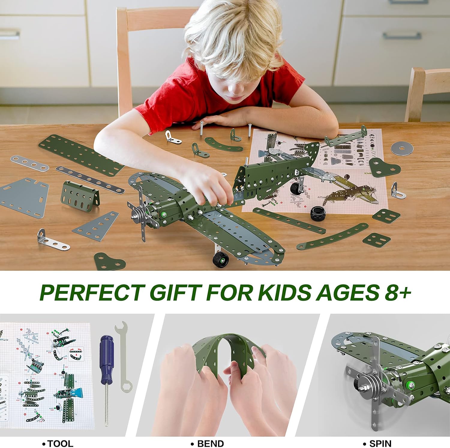 Detalle de Lucky Doug Metal DIY Model Airplane Building Toy Set (258-Piece STEM Project)