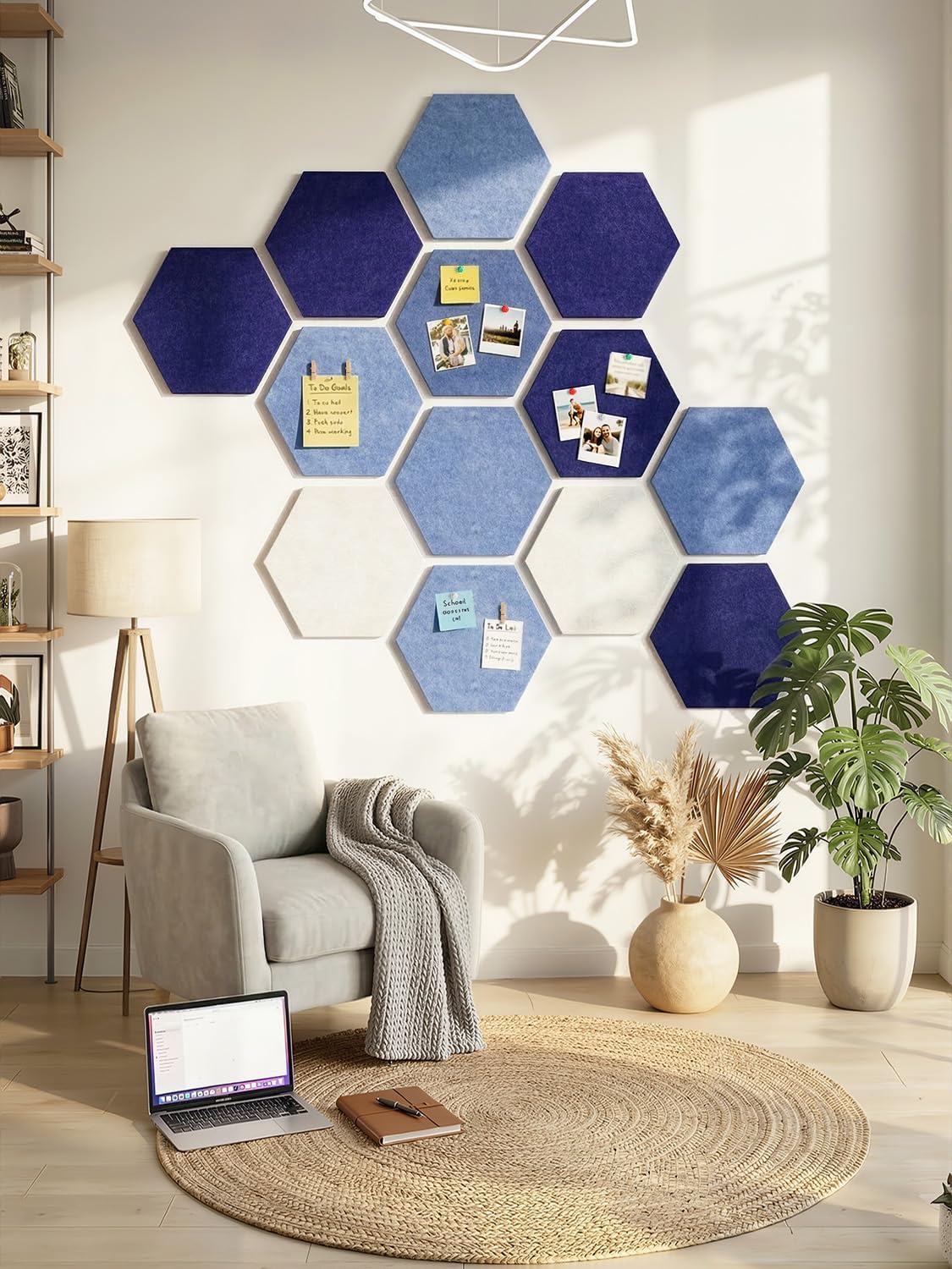 Detalle 2 de Uoisaiko 30cm Large Felt Hexagon Bulletin Board – Pack of 8