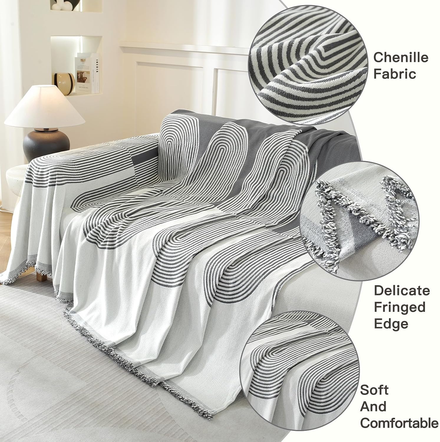 Detalle 2 de YSTELLAA Housse de canapé 180×340 cm 🛋