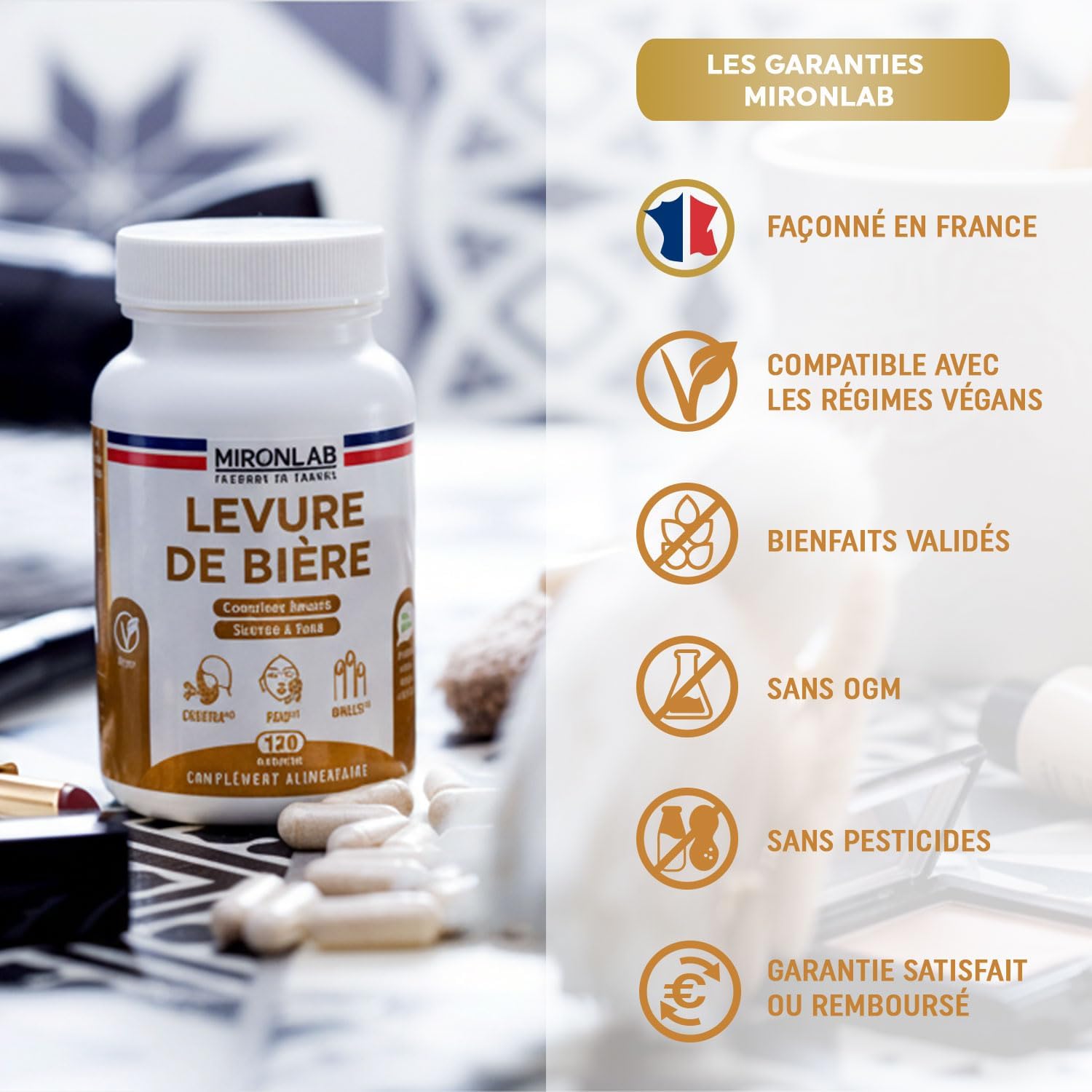 Thumbnail 4 de Levure de Bière Active Pousse Cheveux MironLab (1640 mg) – Complément alimentaire peaux & ongles, 120 gélules