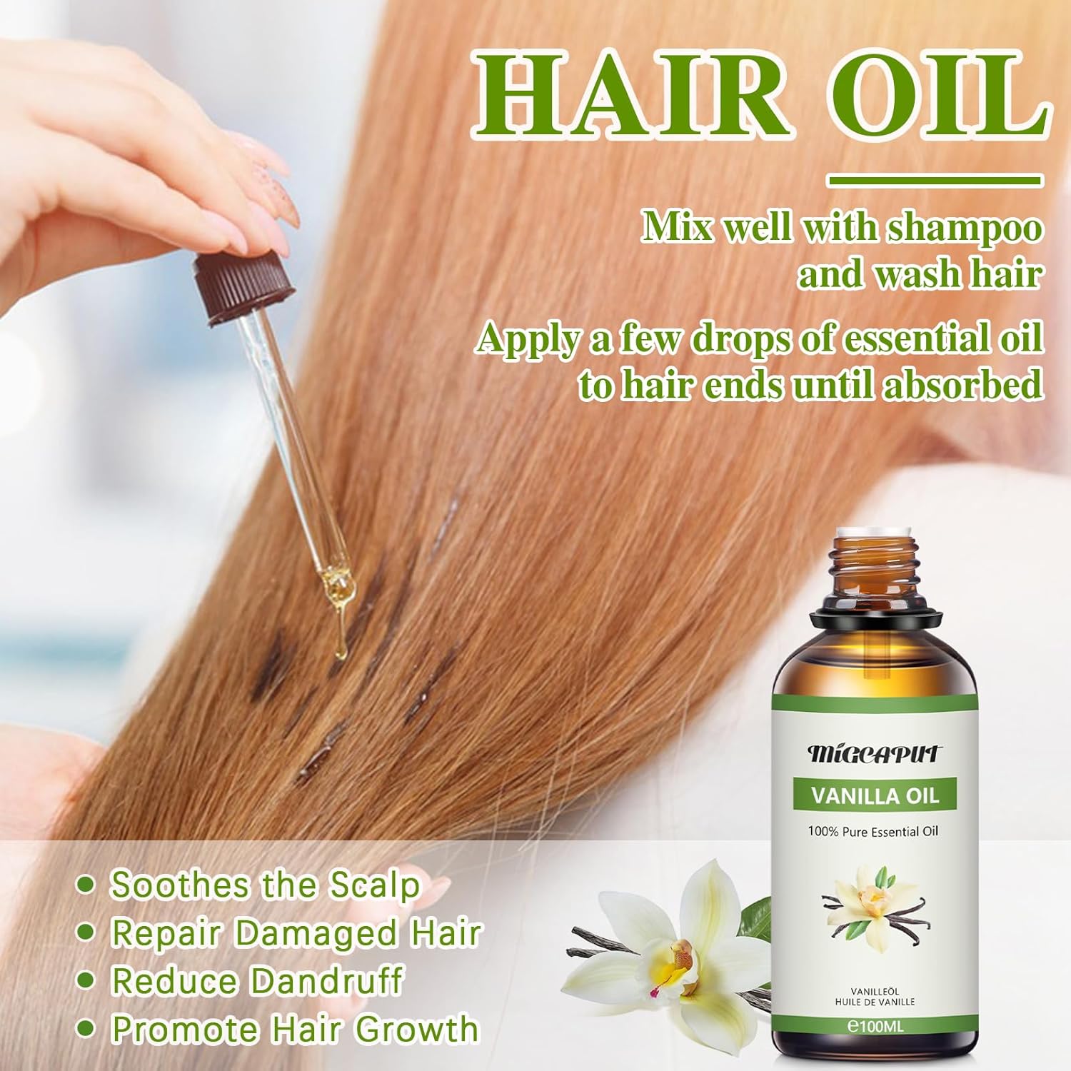 Thumbnail 3 de Migcaput Vanilleöl (ätherisches Öl) 100 ml – 100 % natürliches Aroma für Diffuser, Luftbefeuchter & Co.