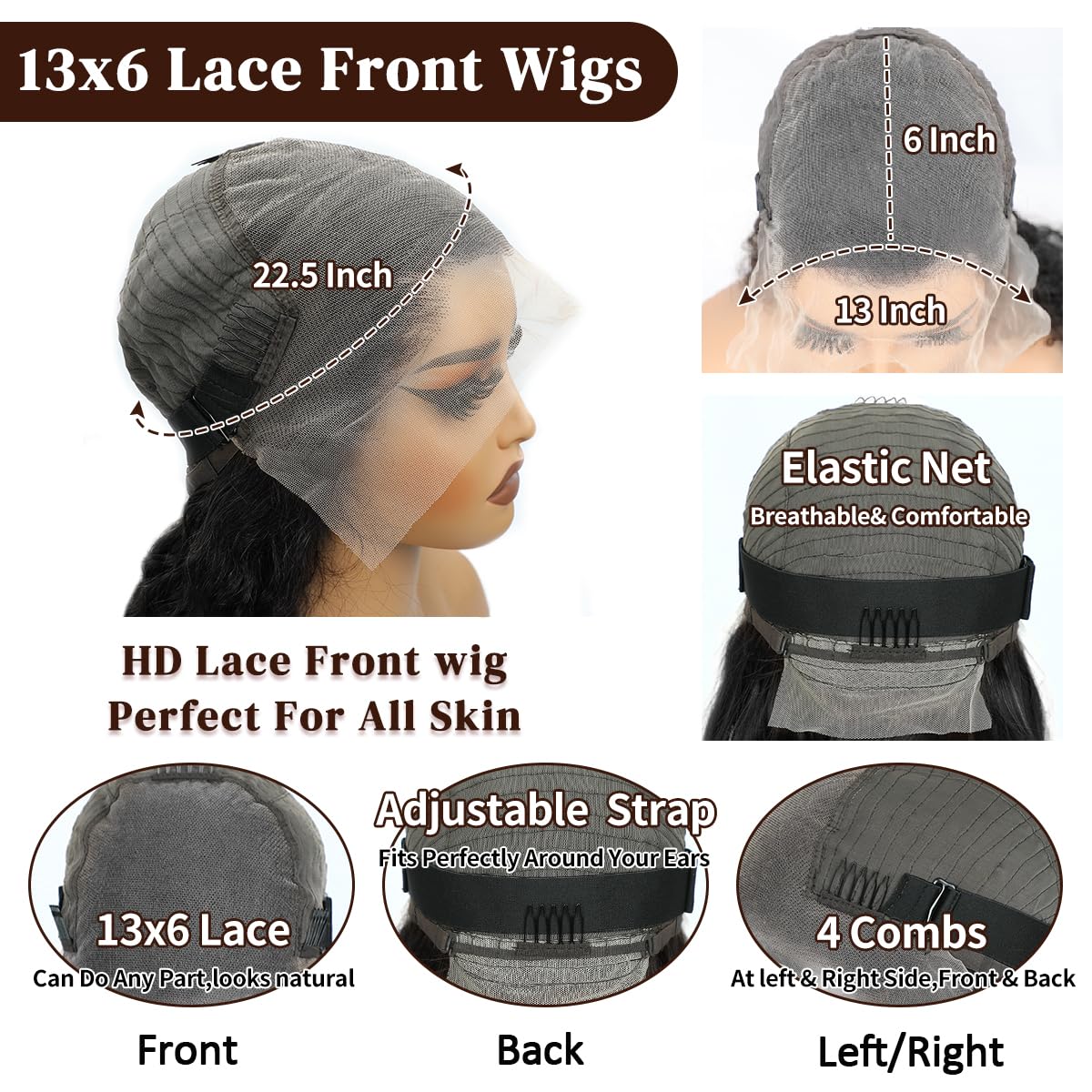 Detalle 1 de LAPONDAI 32 Inch 13x6 Straight Wig