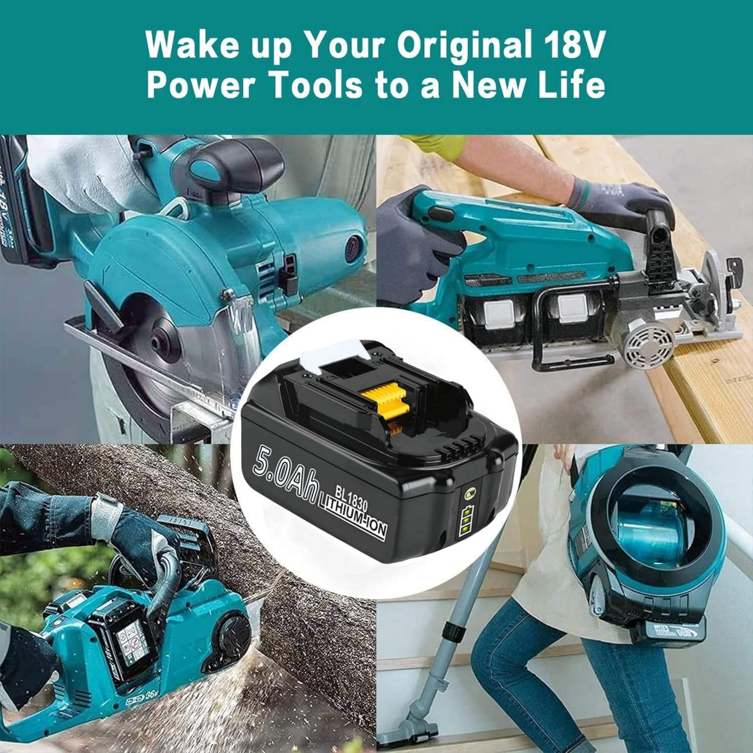Thumbnail 6 de 2 x 5.0Ah Replacement Battery for Makita 18V