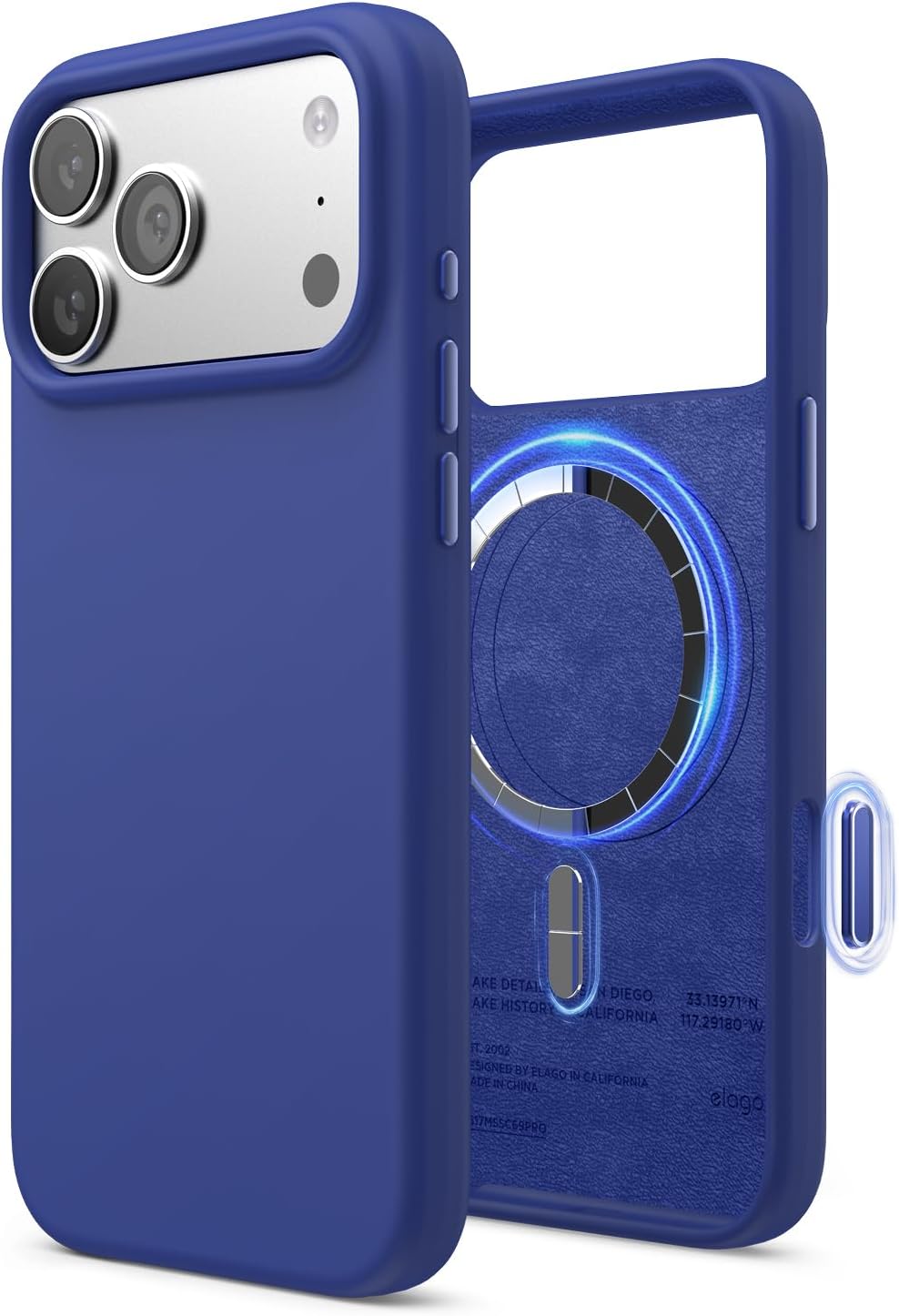 Detalle de Elago Cover Magnetica in Silicone Liquido per iPhone 17 Pro Max (6,9") – Blu Cobalto, MagSafe