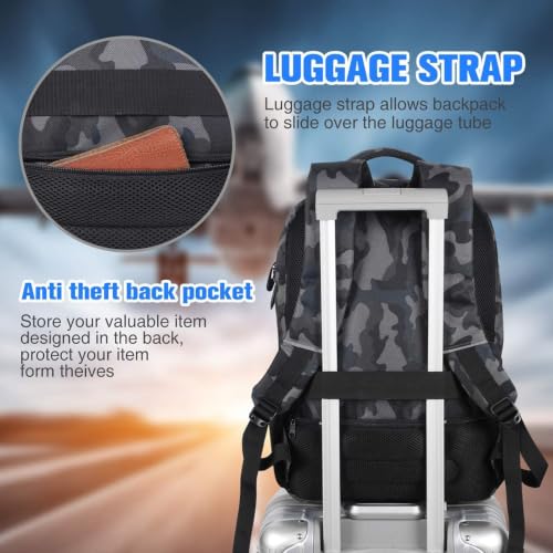 Detalle de YAMTION Men's Laptop Backpack 15.6 Inch: USB Charging Daypack for Work, Travel and School