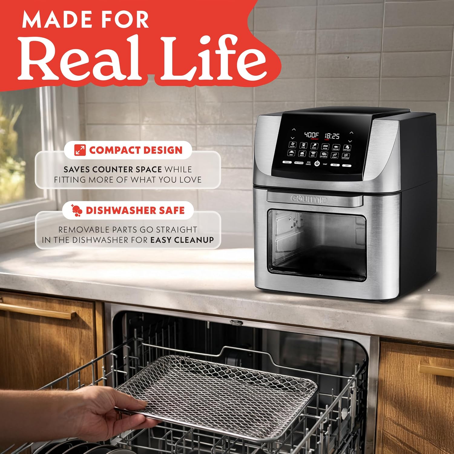 Thumbnail 6 de Gourmia 14 Qt Air Fryer All-in-One Rotisserie Oven with Digital Display, 12 Presets, 1750W