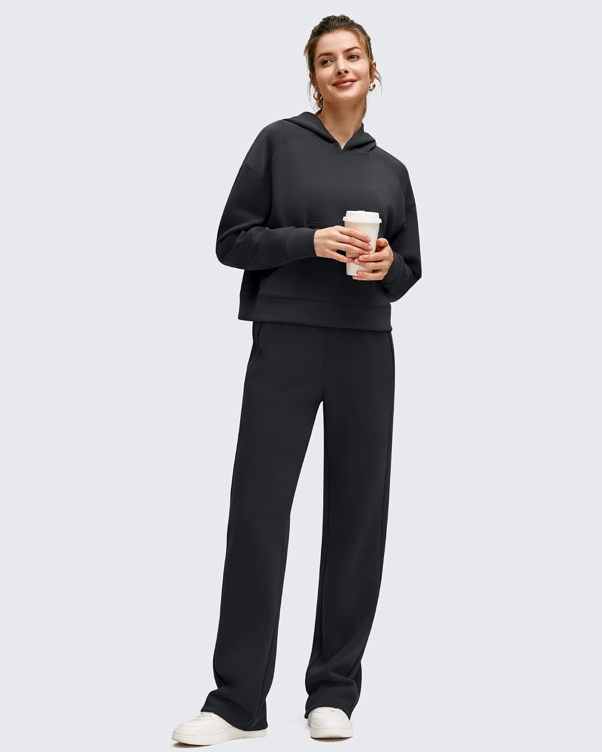Detalle 2 de G4Free Women's Fleece-Lined Straight-Leg Sweatpants, Cotton Blend, Pockets