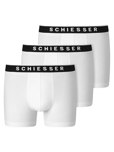 Detalle de Schiesser Herren 3er Pack Boxershorts Bio Baumwolle 95/5 – Weiß, Größe 7/XL