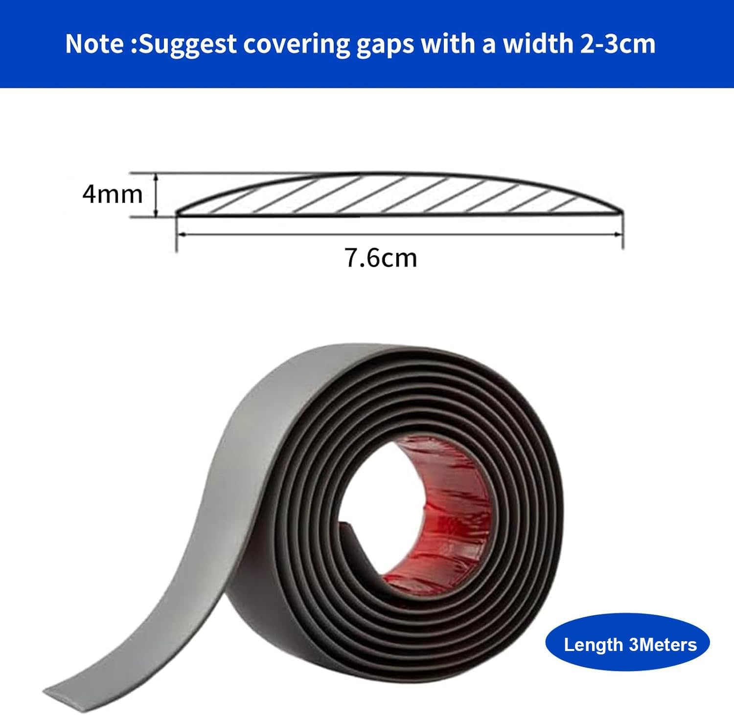 Detalle 2 de Zayejod floor strip-BE drempelband van pvc, zelfklevend, donkergrijs, 7,6 cm x 3 m