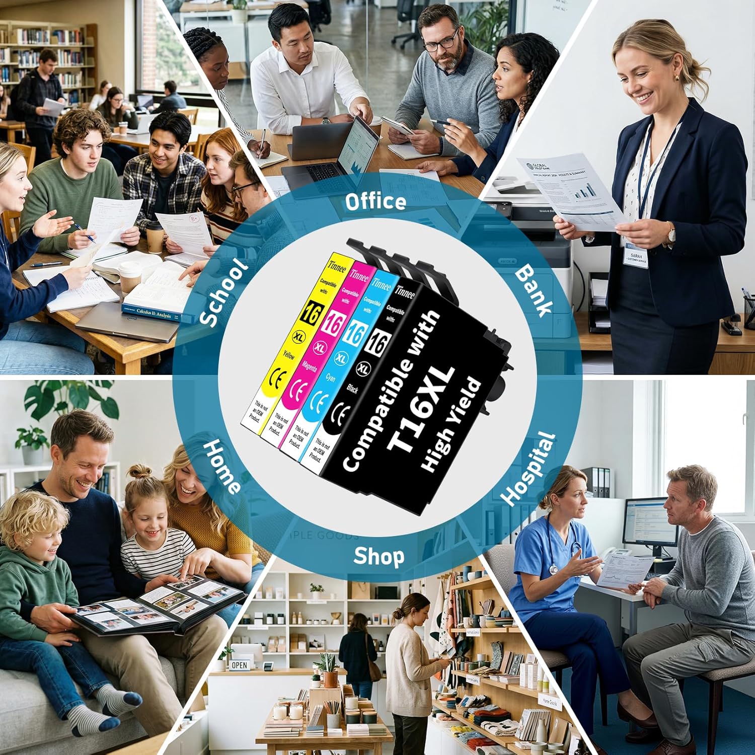 Thumbnail 6 de Tinnee 16XL Druckerpatronen (kompatibel, 12-Pack) für Epson 16 / Epson WF 2760 & Workforce