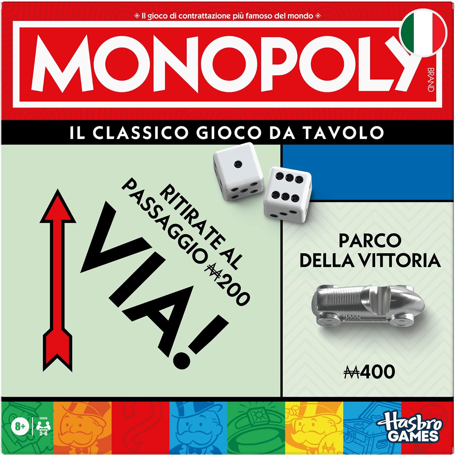 Detalle de Monopoly Hasbro Gaming (edizione in italiano) da tavolo per famiglie e amici, 2-6 giocatori, per bambini dagli 8 anni
