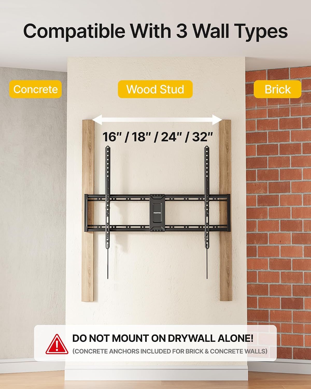 Thumbnail 6 de monTEK Heavy Duty Fixed TV Wall Mount for 43–100" TVs