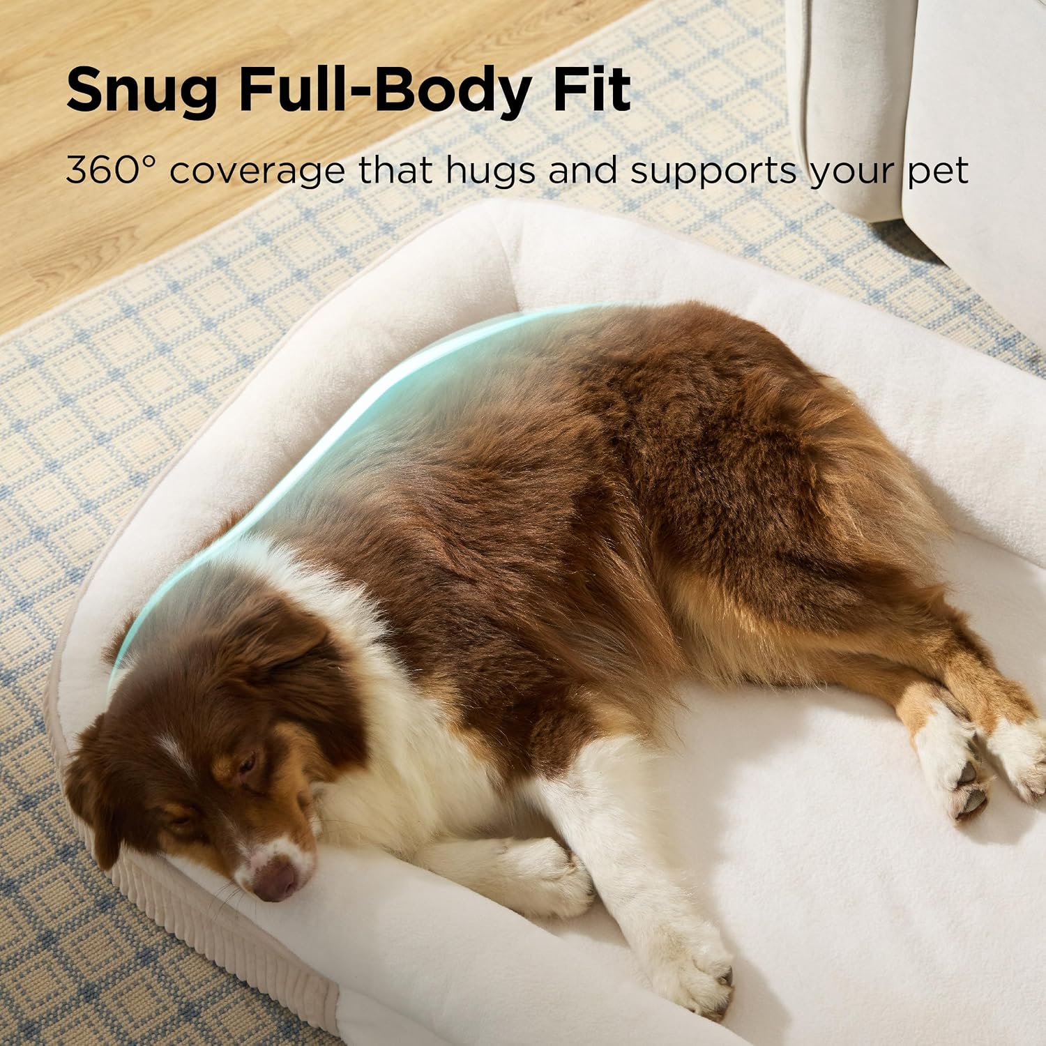 Detalle de BEDSURE XL orthopädisches Hundebett für große Hunde – 106x76x18 cm, Creme