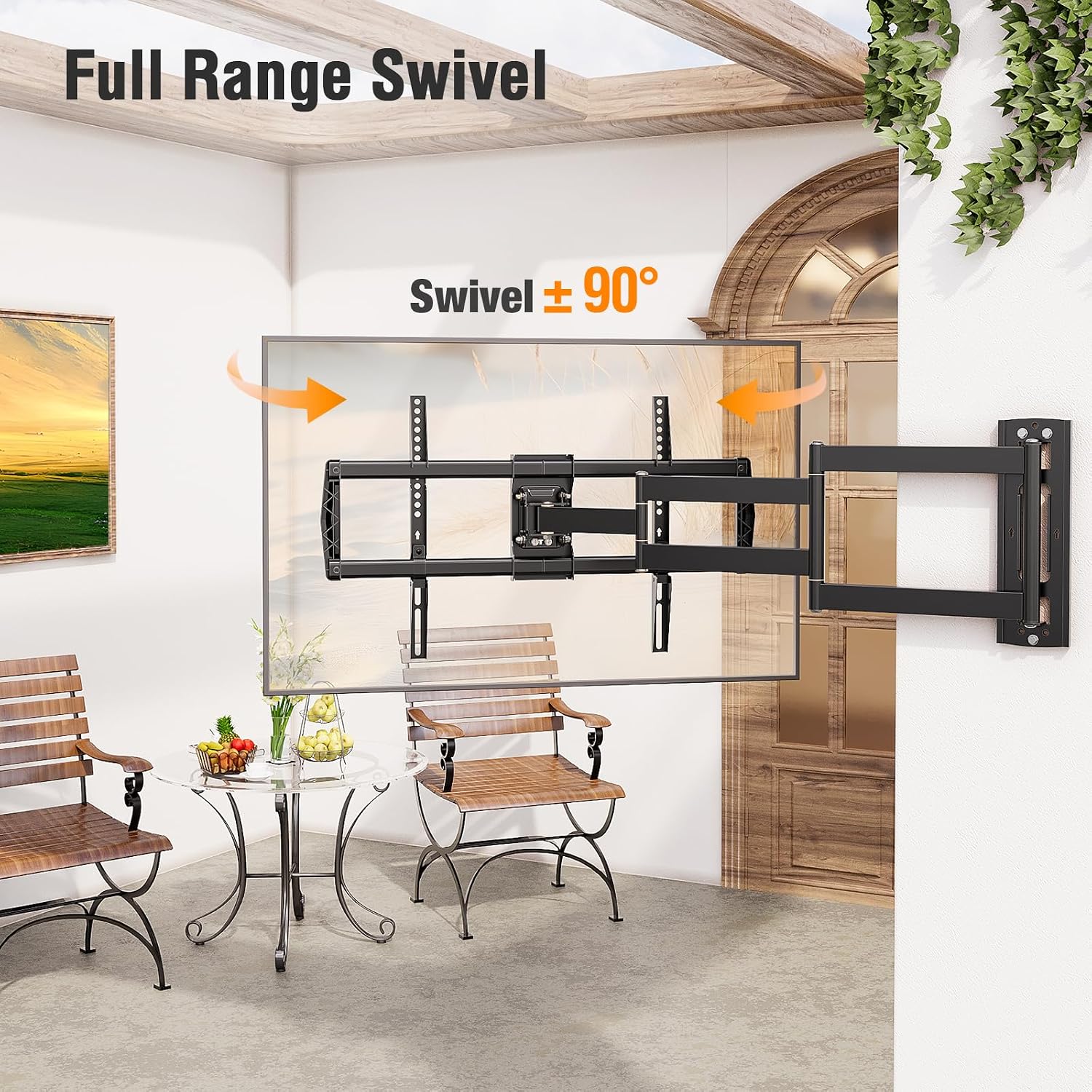 Thumbnail 4 de ELIVED Outdoor TV Wall Mount for 42–75-Inch TVs, 37.9-Inch Arm, Full Motion