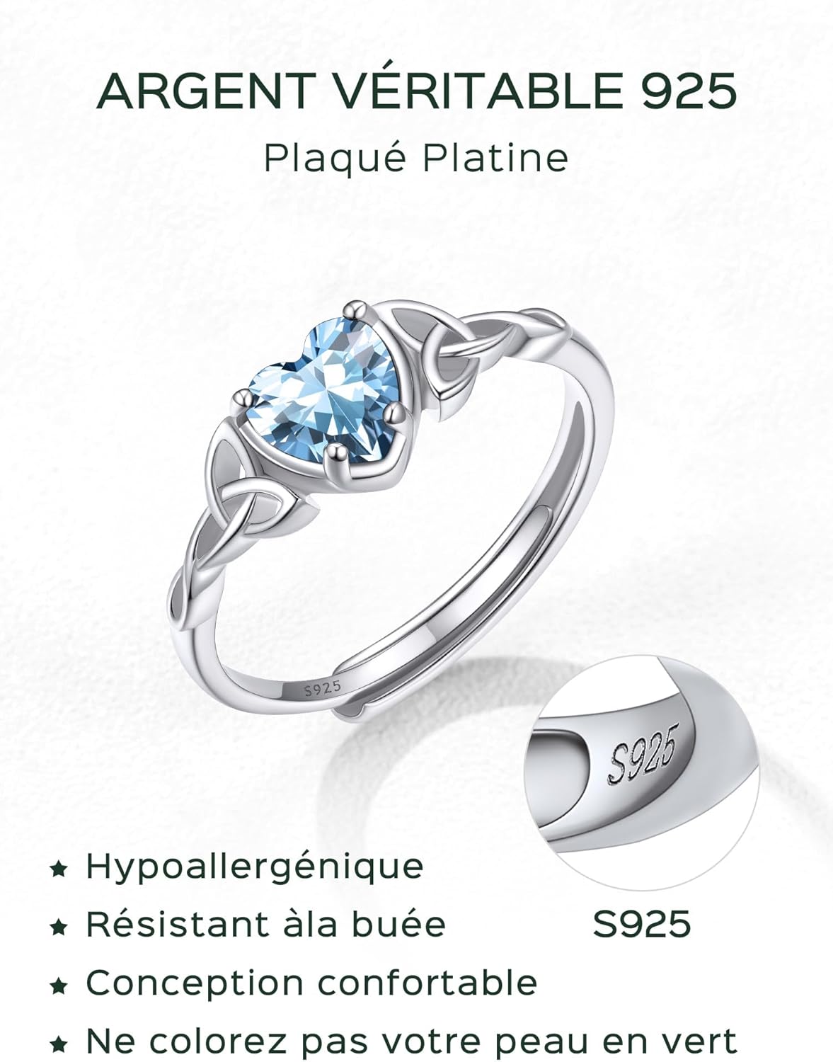 Thumbnail 2 de Bague argent réglable ChicSilver en argent 925 avec pierre carrée
