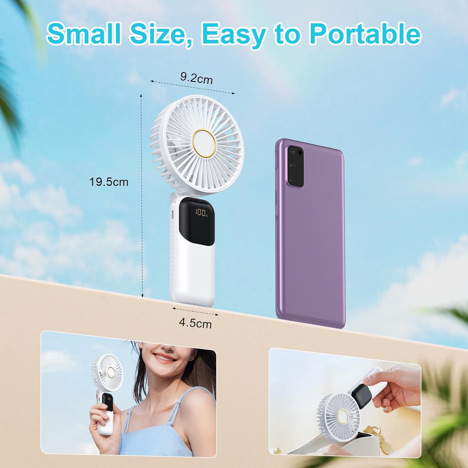 Thumbnail 2 de Handheld Fan Rechargeable 5000mAh USB mini fan