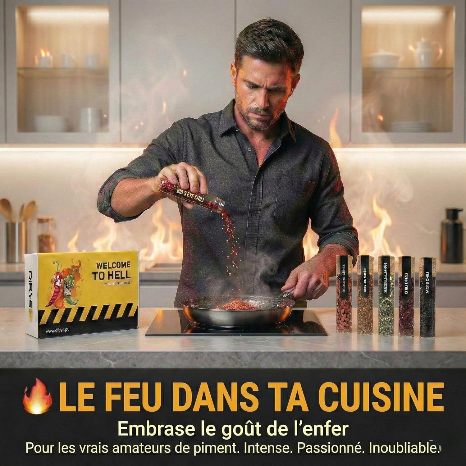 Thumbnail 3 de Coffret DIBYS de piments forts avec cartes recettes – Mélange éponyme de jalapeño, ancho et Bird’s Eye