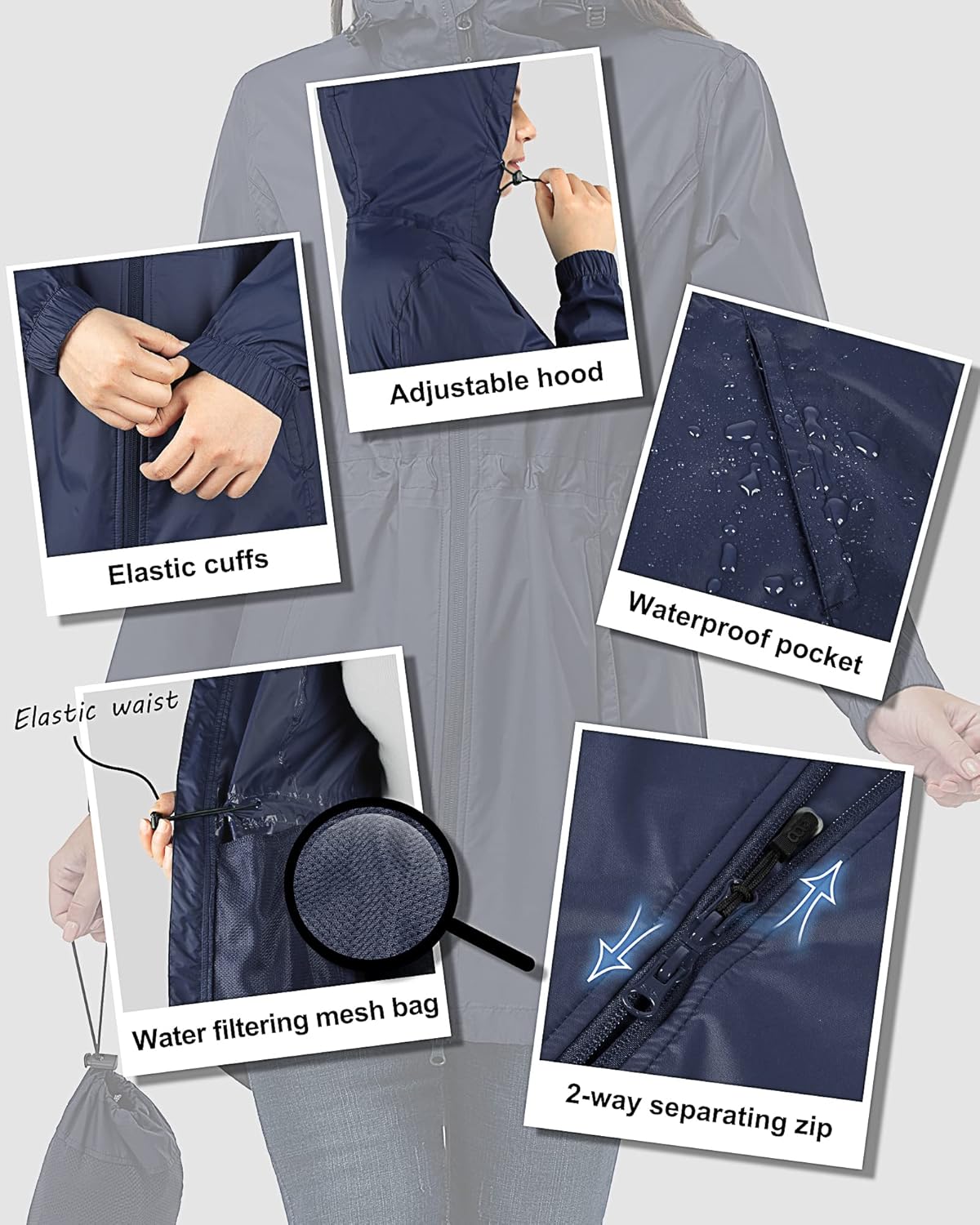 Thumbnail 4 de 33,000ft Damen Regenjacke: Dünn, wasserdicht und faltbart – ideal für Reisen und Alltag