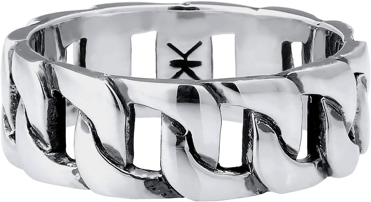 Thumbnail 1 de Kuzzoi Massiver Herrenring 8 mm im Panzer Design, schwarz oxidiert – Bandring aus 925 Sterling Silber (Ringgröße 60–66)