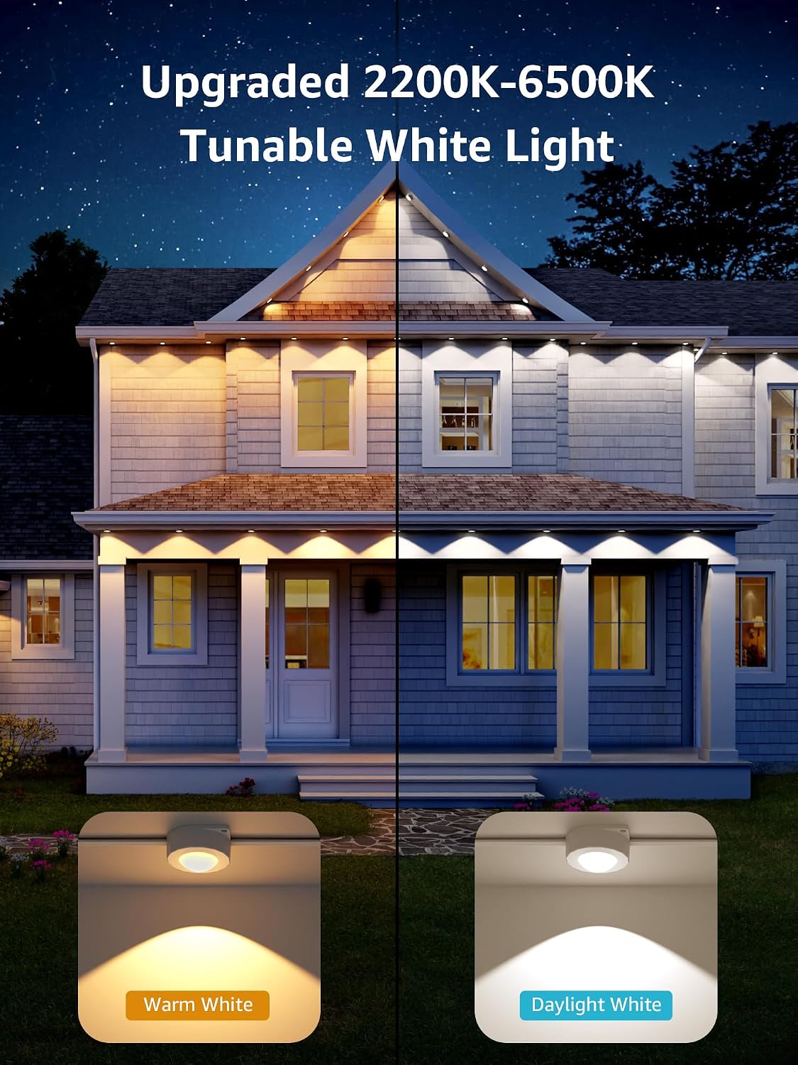 Detalle de Lepro E1-90 Permanent Outdoor Lights, 150-Foot RGBIC, Tunable White, 90 LEDs