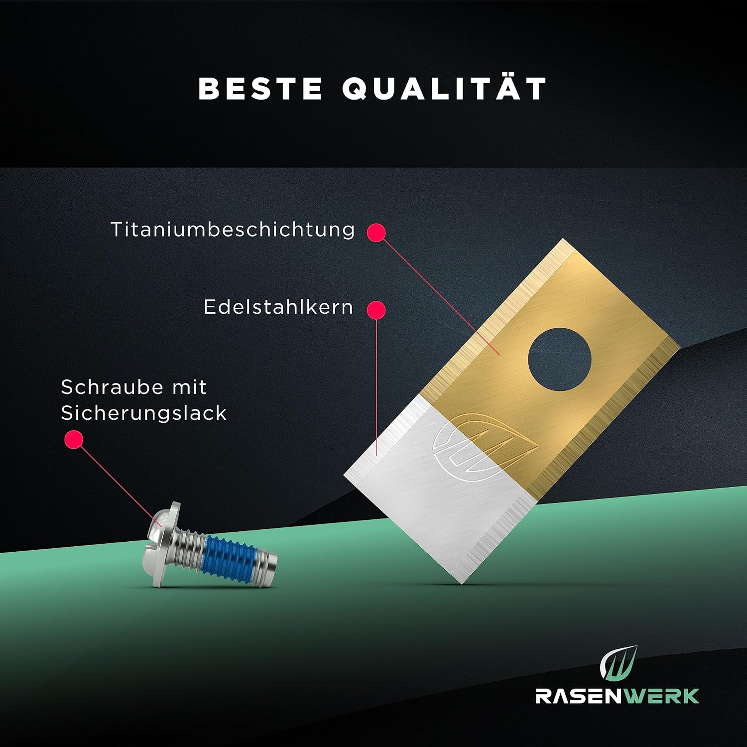 Thumbnail 3 de RASENWERK Hochwertige Mähroboter Messer mit Schrauben – 60er Ersatzmesser-Set kompatibel mit WORX, LandXcape, Zoef Robot & Einhell