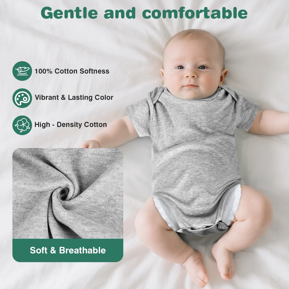 Thumbnail 5 de Vicloon Baby Short Sleeve Bodysuits (Pack of 3/5) in Pure Cotton – Unisex Newborn Vests