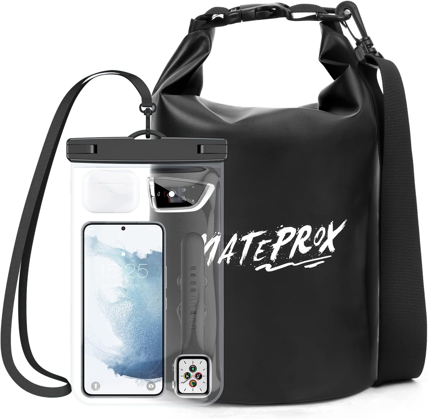 MATEPROX Waterproof Dry Bag Roll Top 5L, 10L or 20L with Waterproof Phone Pouch (Floating Dry Sack)