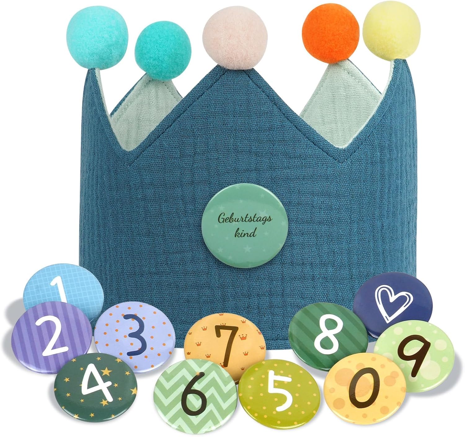 Detalle de URAQT Corona Cumpleaños para Infantil con Números Intercambiables (1–9) y Ajuste Personalizable