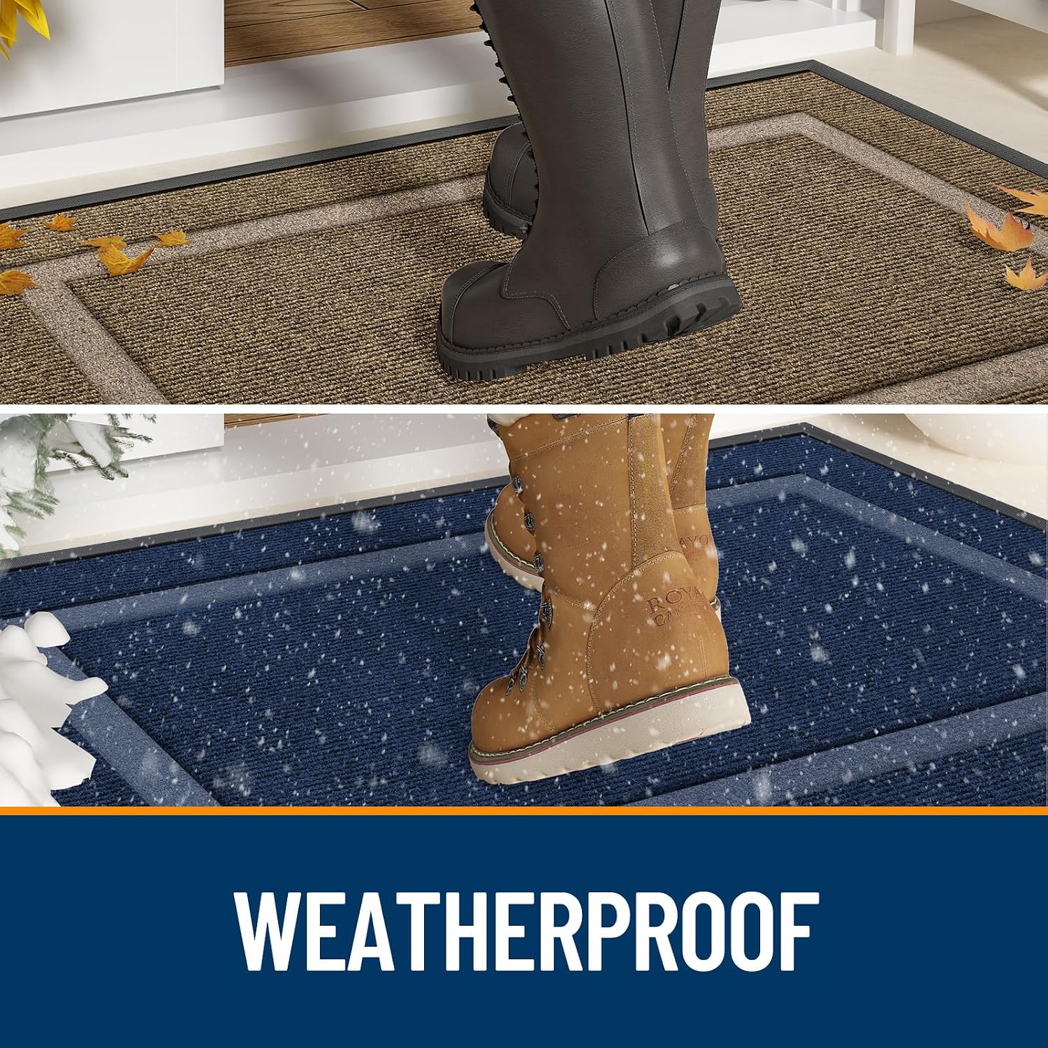 Detalle de OLANLY Front Door Mat Indoor Outdoor Entrance (59x20, Blue): Low-Profile, All-Weather Doormat