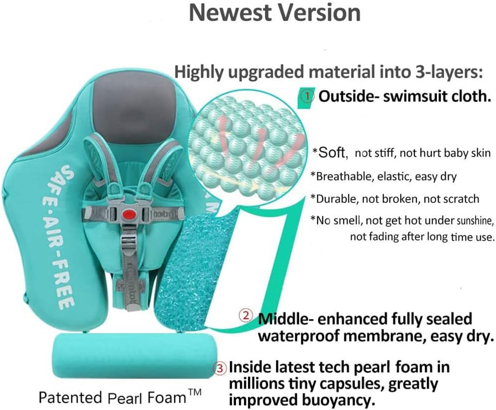 Thumbnail 1 de Mambobaby Float with Canopy and Tail (Non-Inflatable Pearl Foam Swim Trainer) for Infants 3–24 Months