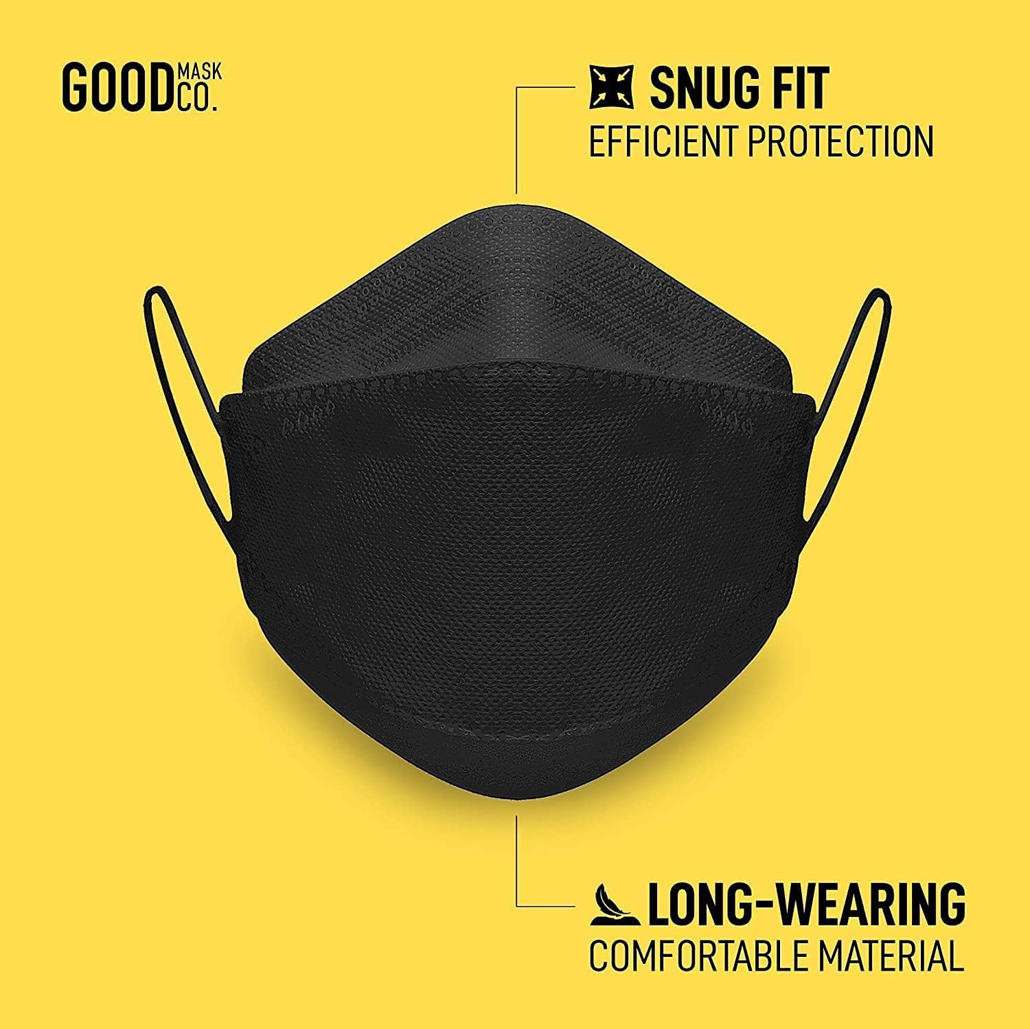 Detalle 2 de Good Mask Co. 195893651320-stickerless KN95 Disposable Masks, Black, 25-Pack