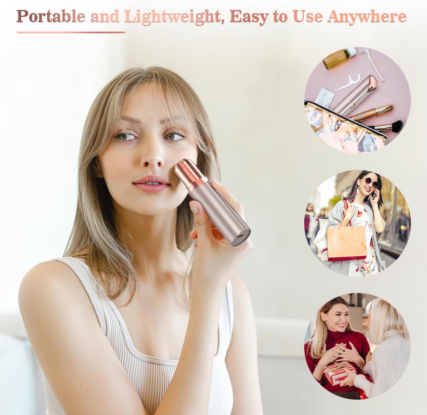 Detalle de Vexloria Facial Hair Remover for Women with Replacement Head – USB Rechargeable Shaver for Face