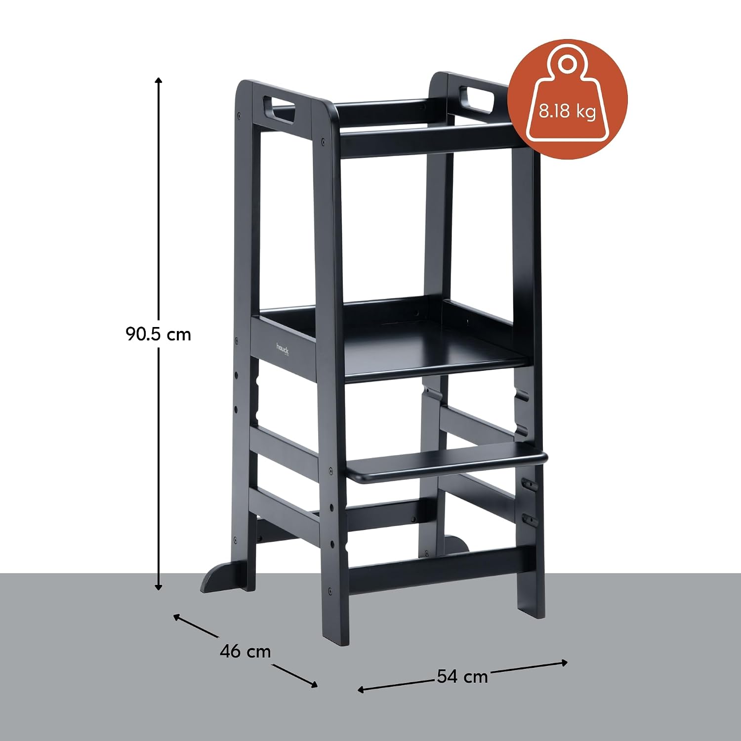 Detalle de hauck Learn N Explore – Mitwachsender Lernturm aus Buchenholz, Schwarz