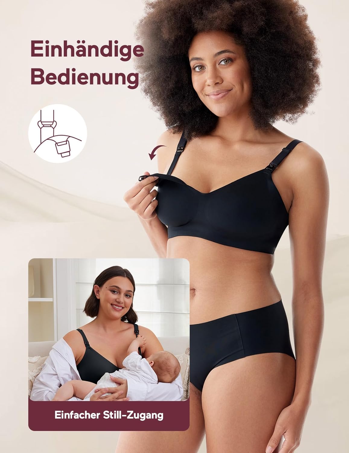 Detalle de Momcozy Still-BH ohne Bügel – Nahtloser Still-Bralette für Schwangerschaft, Stillzeit und Alltag