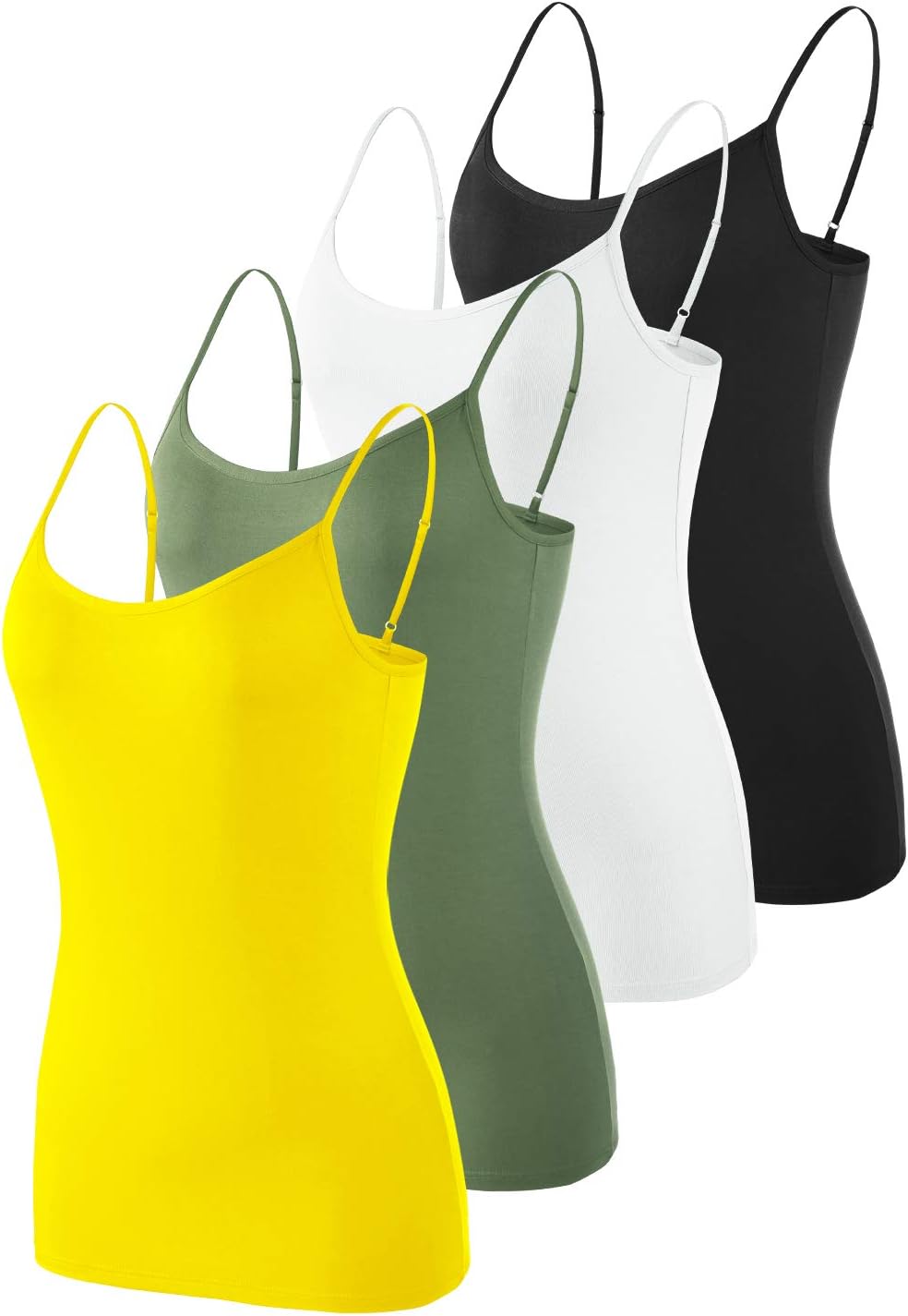 Detalle de Knuffnee Damen Unterhemden Verstellbare Spaghetti Tops – Basic Camisole Tank Top im 4er Pack