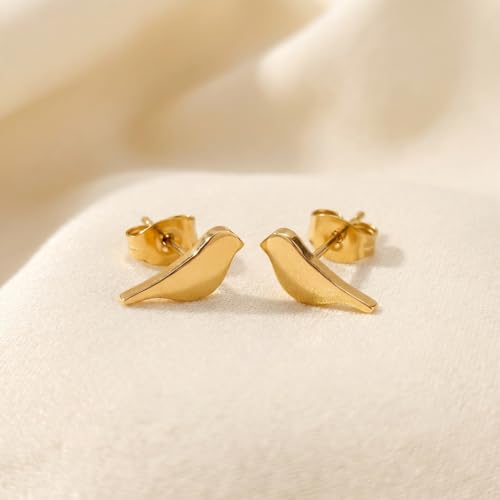 Detalle de Goldene Vogel Ohrstecker Edelstahl Damen | bySantana