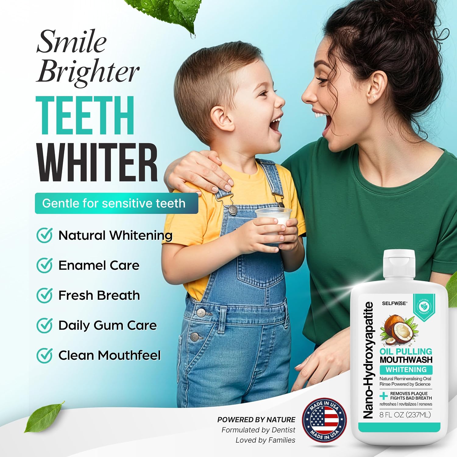 Detalle 2 de Nano-Hydroxyapatite Oil Pulling Whitening Mouthwash (8oz) for Teeth & Gums