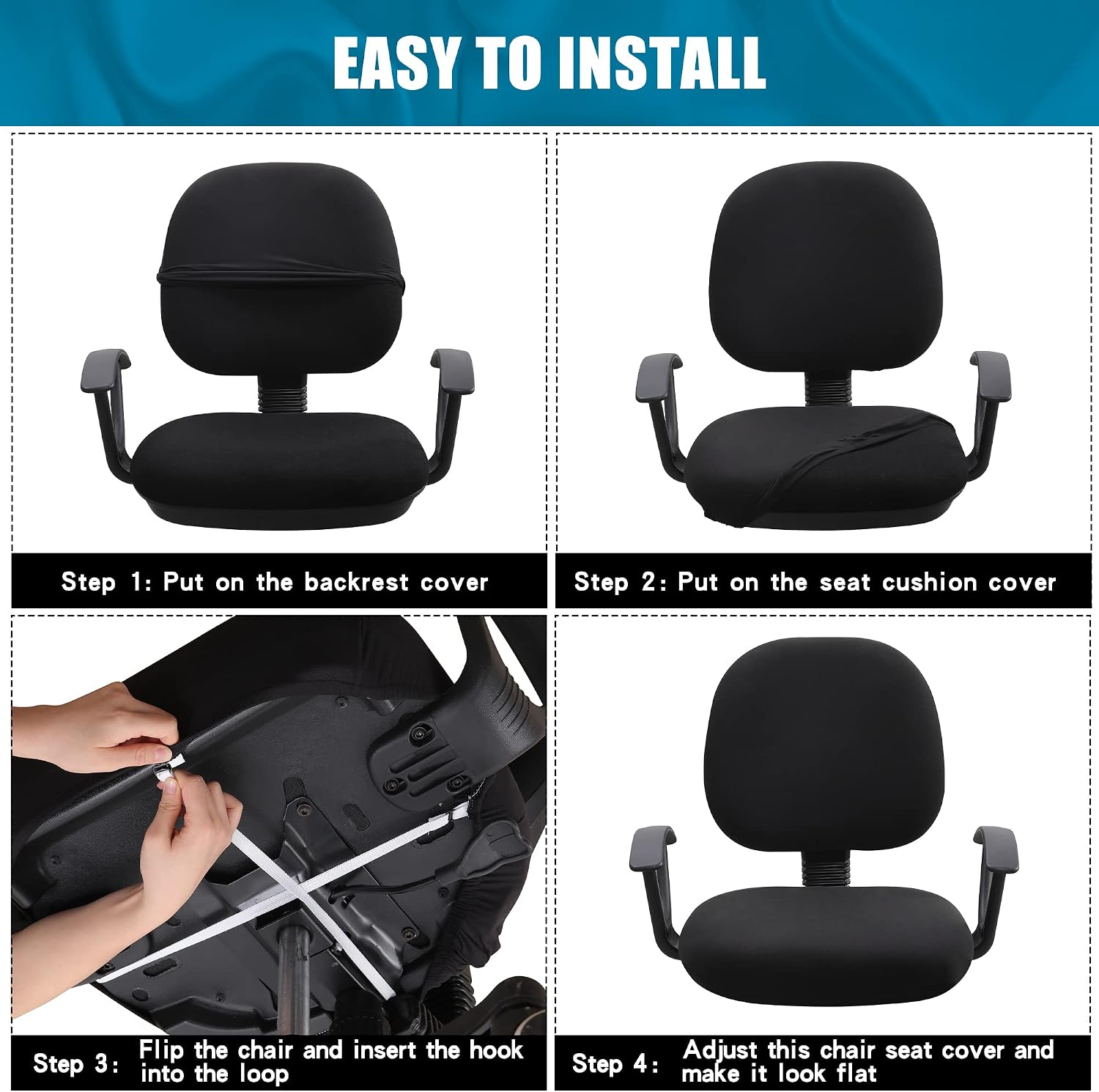 Thumbnail 6 de Smiry Printed Office Chair Cover for Seat and Backrest, Stretch Fabric