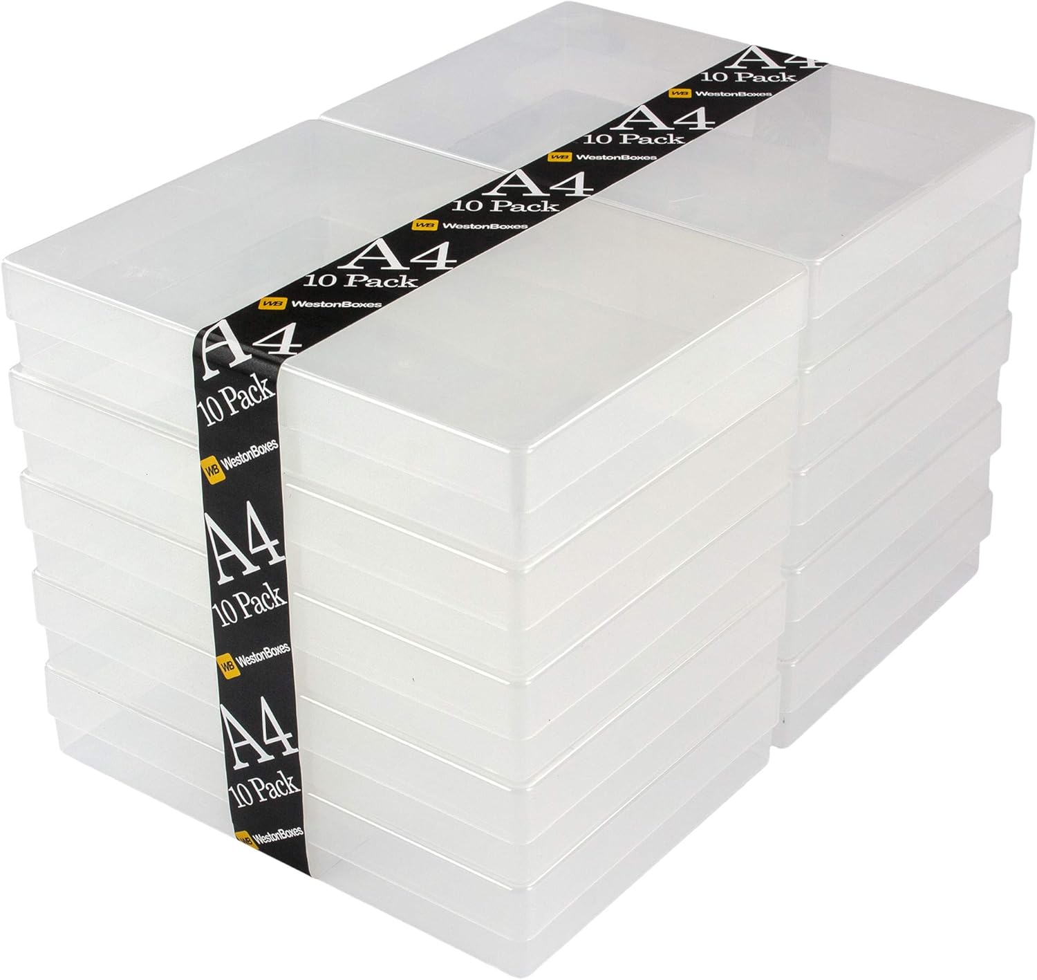 Thumbnail 1 de WestonBoxes A4 Transparent Plastic Craft Storage Boxes with Lids – Pack of 10 (3.6 L)