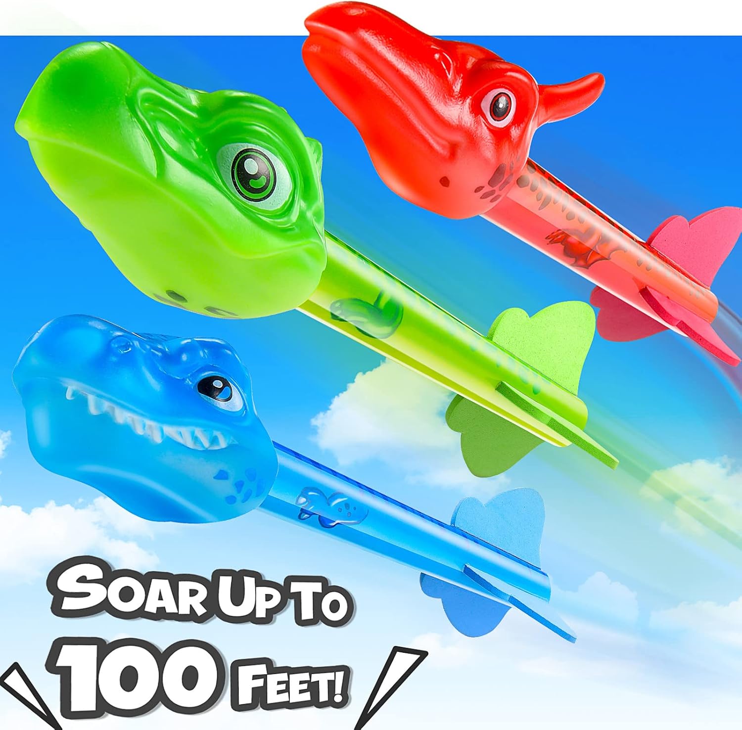Detalle 2 de Anginne Dinosaur Toys with Rocket Launchers for 3–8 Year Olds – Outdoor Garden Play