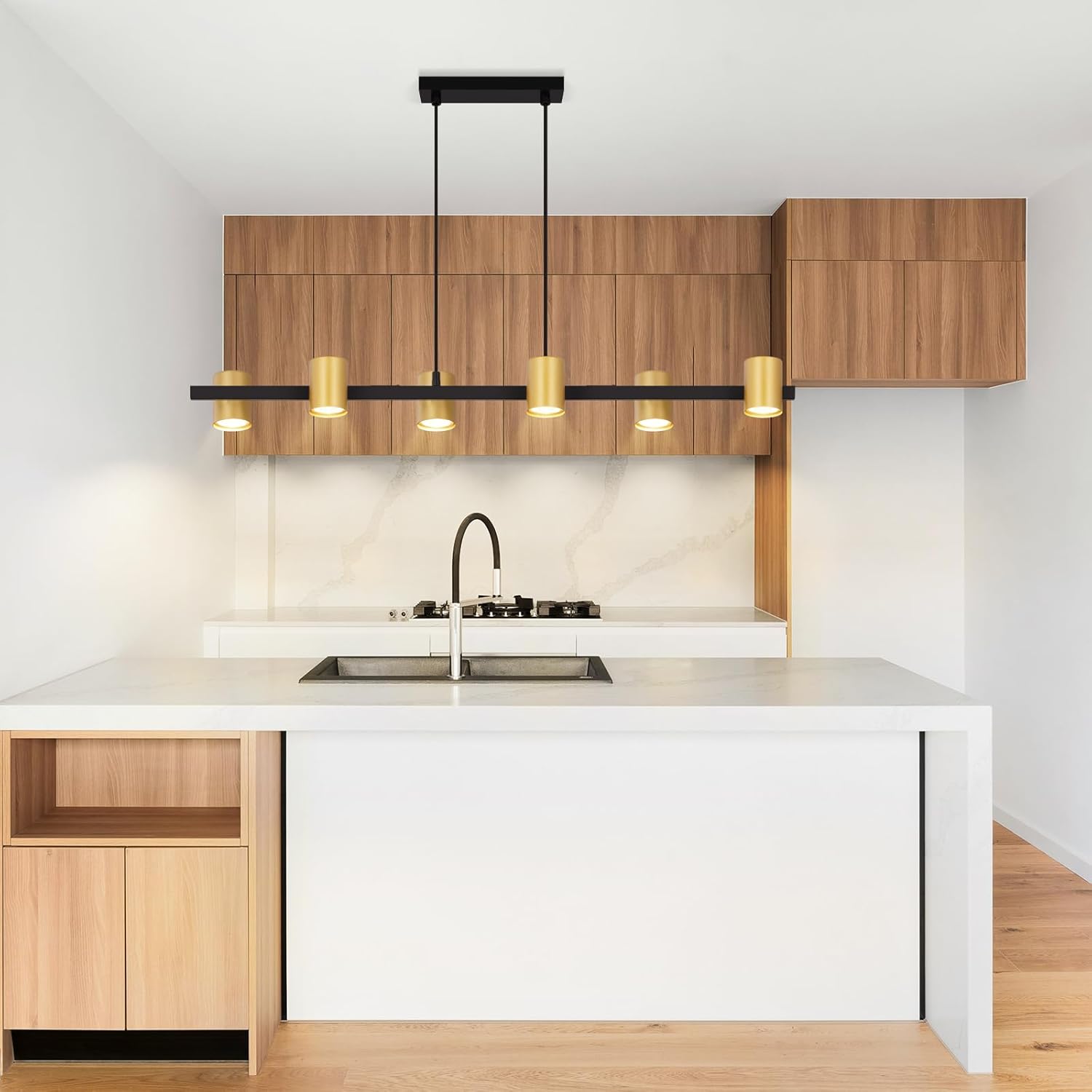 Thumbnail 5 de Kowanie Pendelleuchte Esstisch Hängelampe 6-flammig in Schwarz/Gold (GU10) – ohne Leuchtmittel