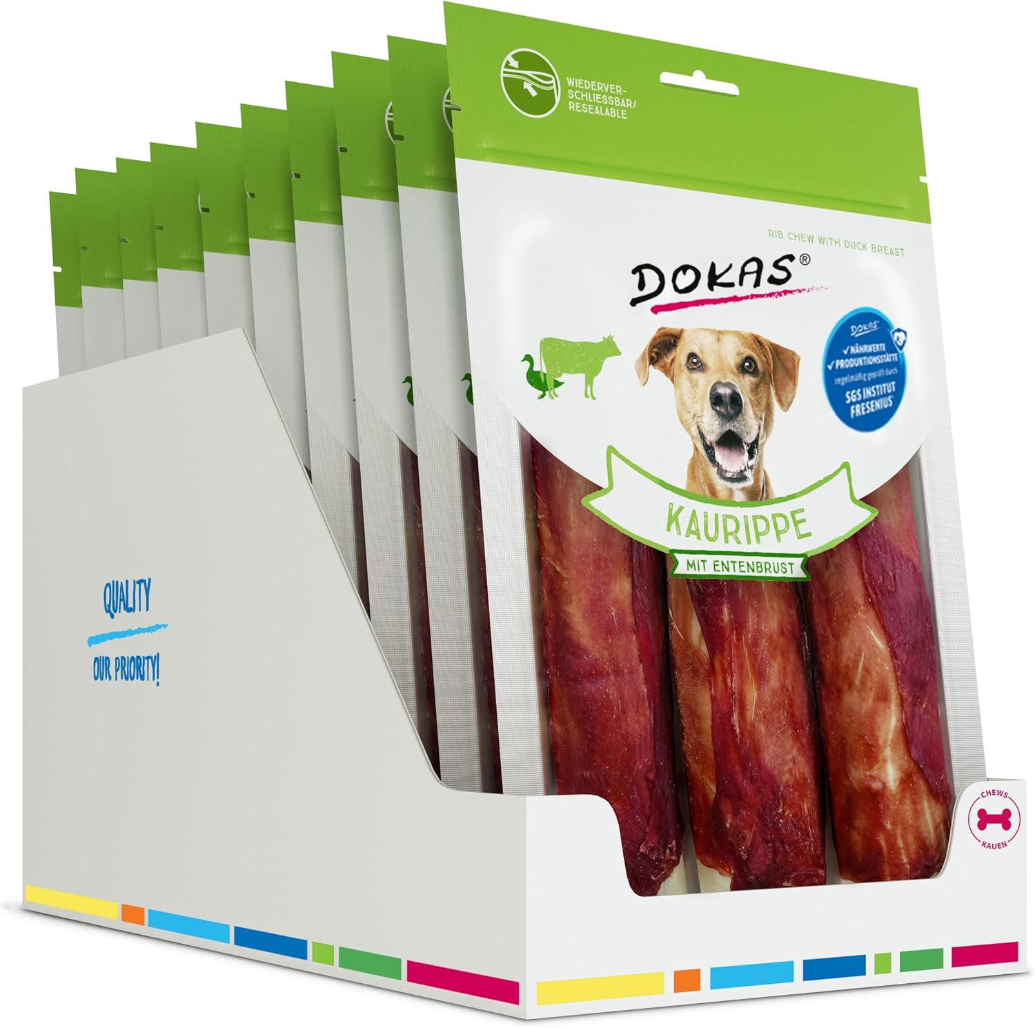 Thumbnail 1 de DOKAS getreidefreier Premium Kausnack für Hunde: Kaurippe mit Entenbrust & Rinderhaut, 210 g (10er Pack)