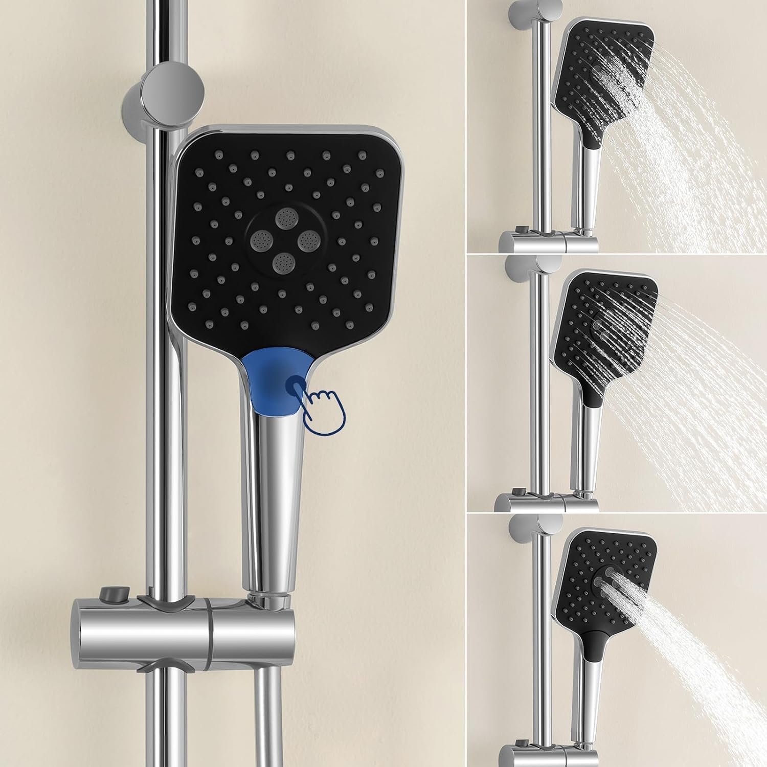 Thumbnail 3 de Asta doccia Auralum da 70 cm con doccetta e saliscendi, colonna senza miscelatore in acciaio inox cromo