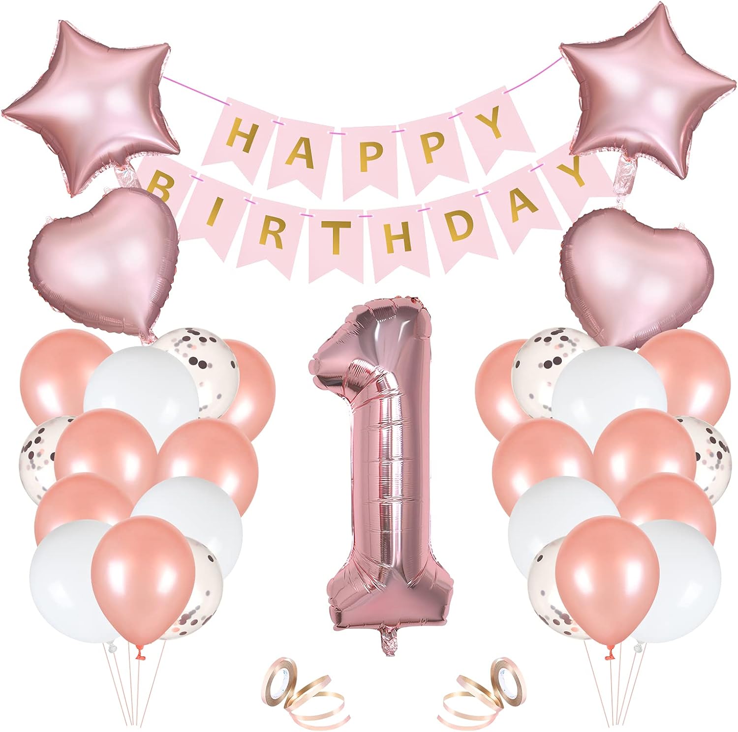 Thumbnail 5 de Vicloon festdekoration för 2-årsdag med ballonger och banderoll i roséguld
