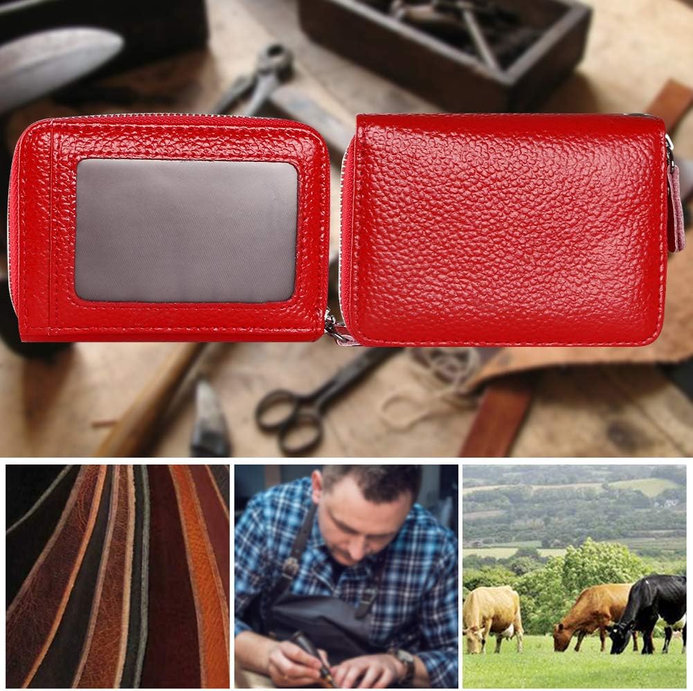 Thumbnail 6 de Flintronic Porta Carte di Credito in Pelle RFID – Rosso, con Cerniera, 14 Spazi
