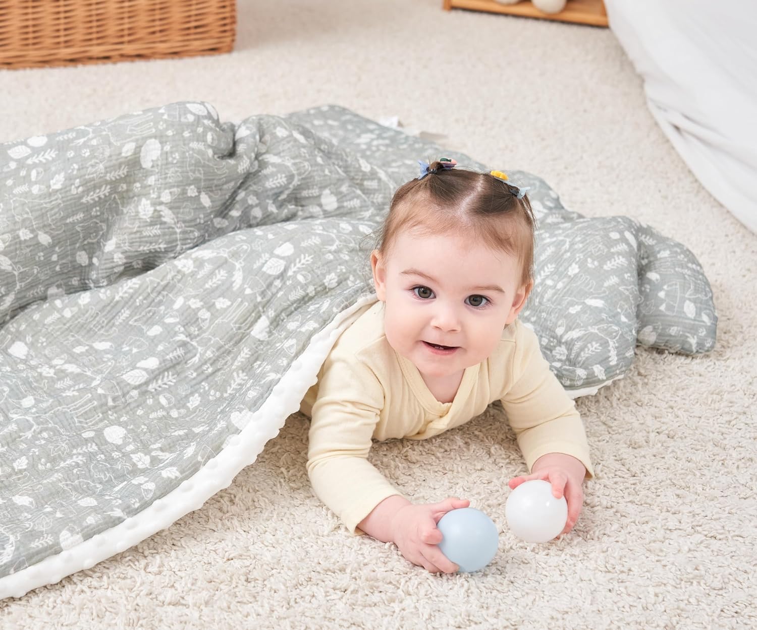 Thumbnail 6 de Couverture bébé/enfant en minky et mousseline Oeko-Tex 75x100 – couverture de sieste et plaid pour lit bébé