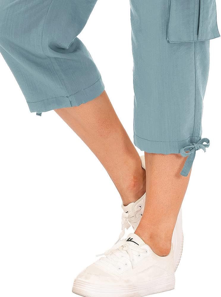 Detalle de MoFiz Women’s Capri Hiking Cargo Pants with Pockets (Dry Fit, Stretch, Zipper Closure)