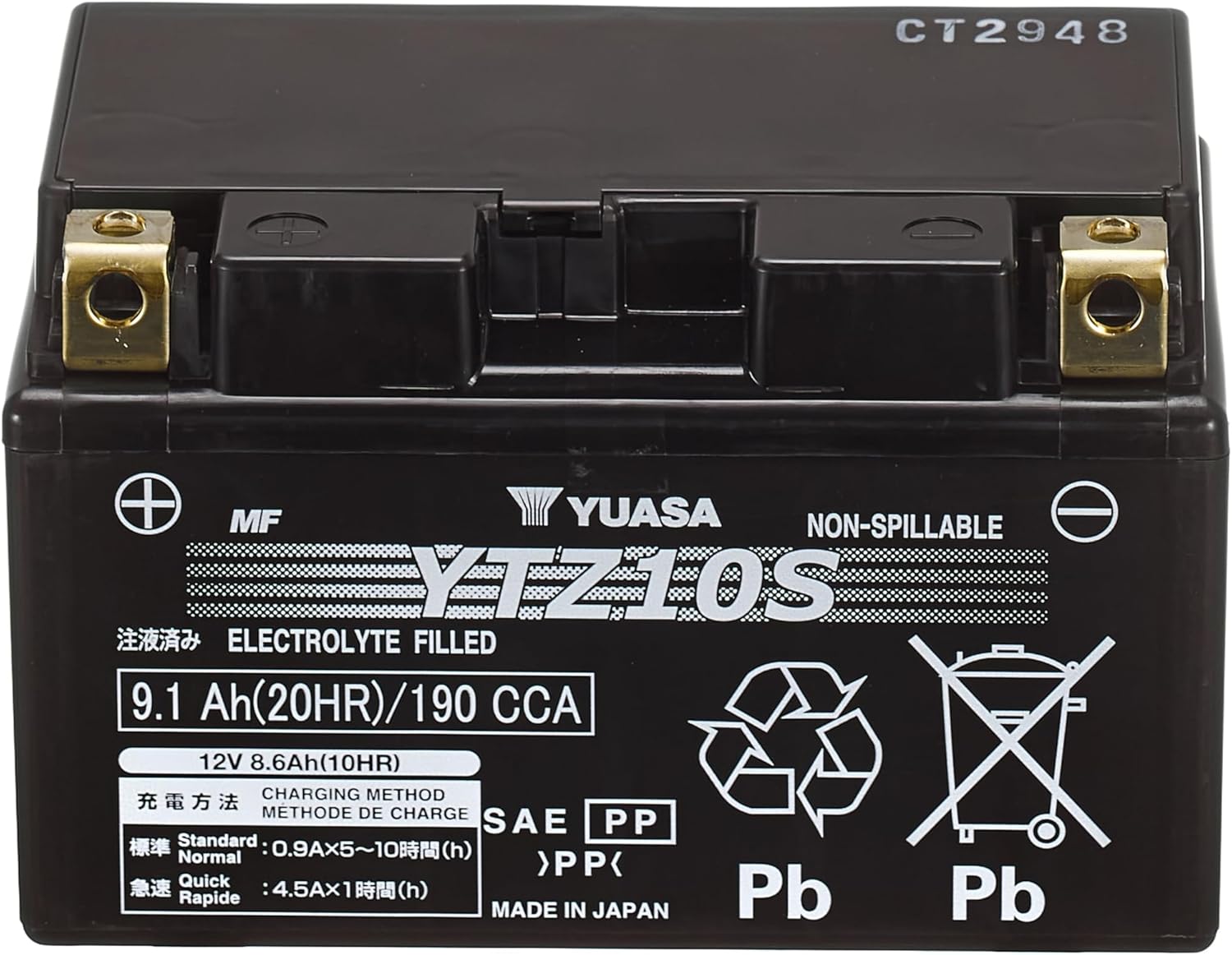 Thumbnail 1 de Yuasa YTZ10S 12V 190 CCA maintenance-free VRLA AGM motorbike battery
